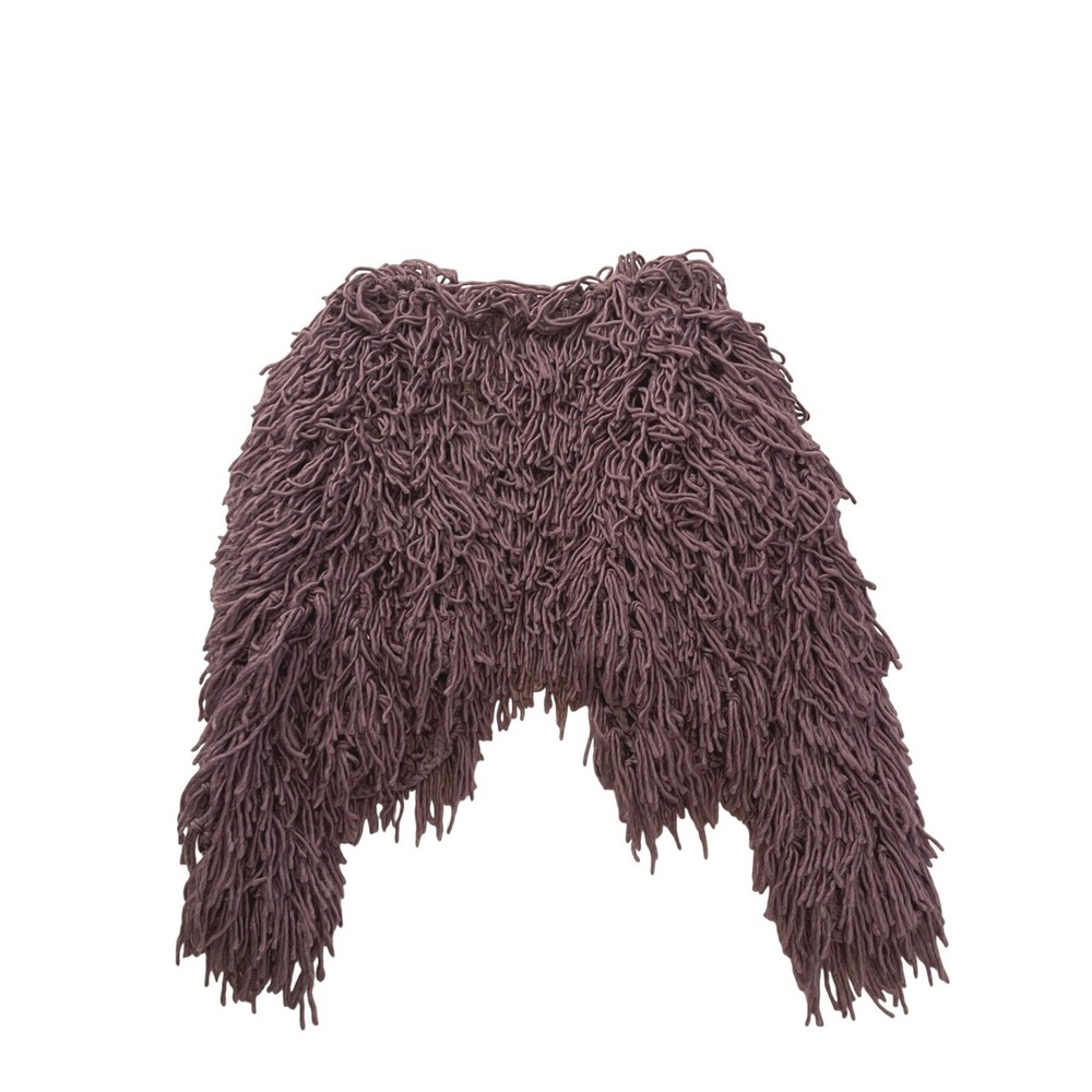 Mauve Purple Shaggy Loop Knit Open Front Cardigan L Nasty Gal